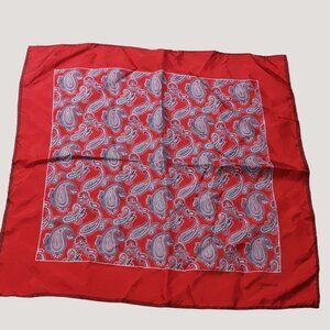 Red Paisley Silk Pocket Square Small Scarf Handkerchief Purse Handbag  16 by 16